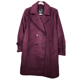 Talbots Double Breasted Wool Blend Car Coat Plum Wine Purple Gala Womens Size S